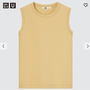 NWOT - UNIQLO U Airism Cotton Sleveless T-Shirt Top, Yellow